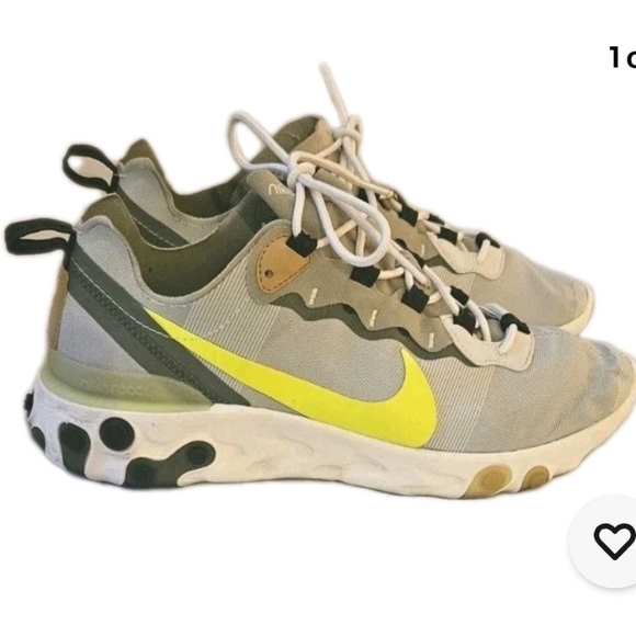 Nike React Element 55 Women's 8 Gray Volt Athletic Running Shoes Sneakers - Picture 2 of 9